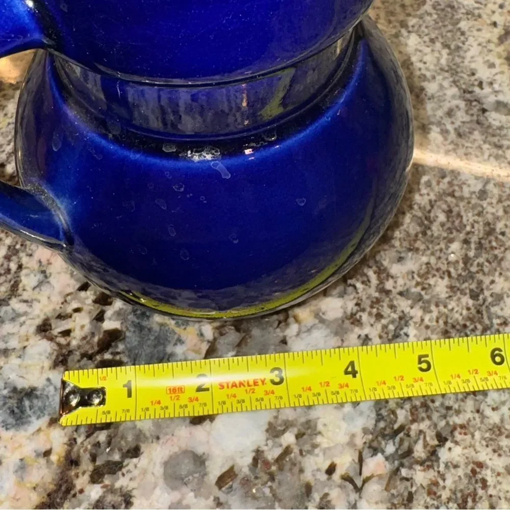 Blue ceramic pitcher/jug/vase cobalt blue